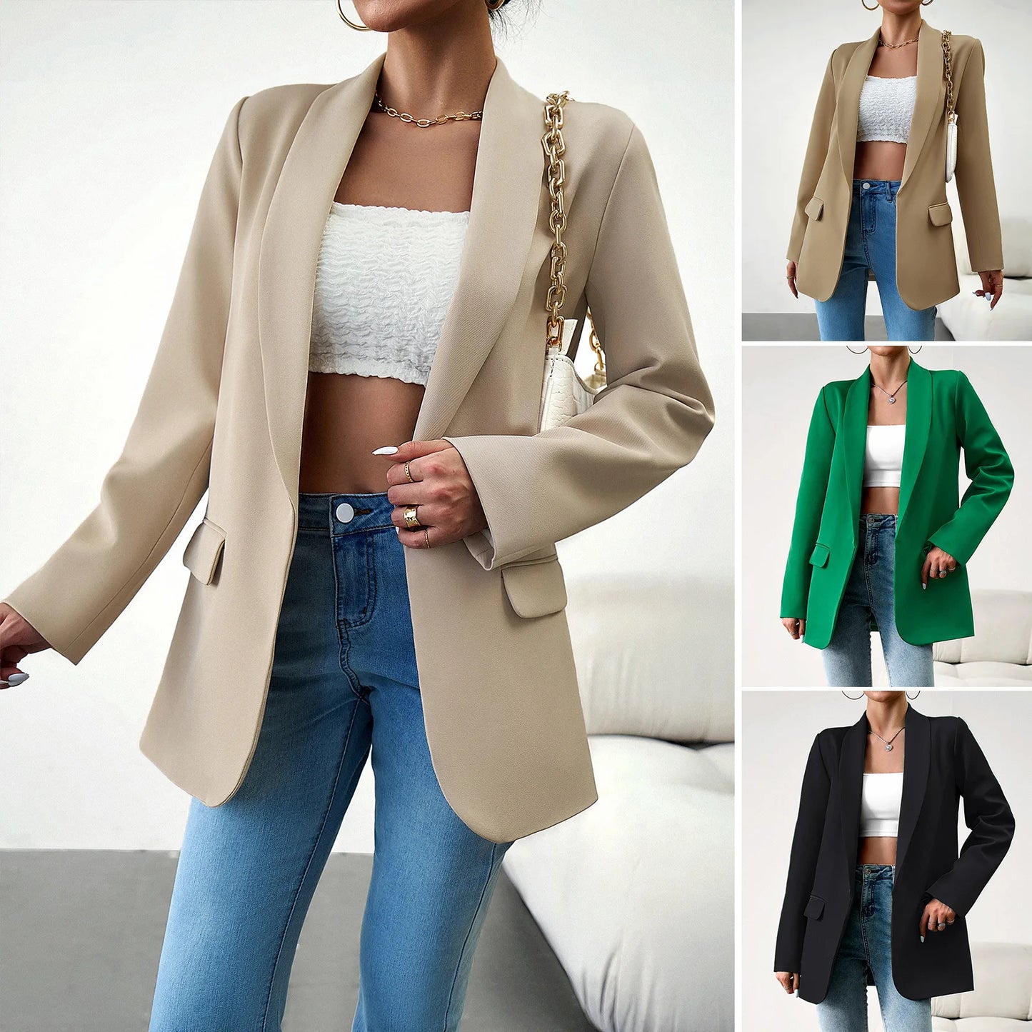 Women's Classic Lapel Suit Jacket – Elegant & Stylish